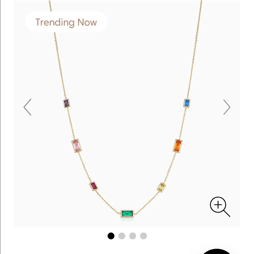14 Kt Gold Necklace with multi colored stones